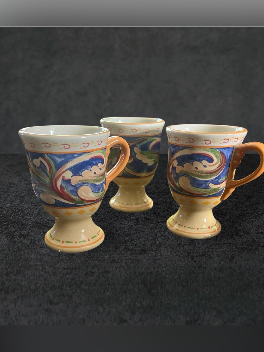 PFALTZGRAFF (3) Villa Della Luna pedestal footed ceramic mug 2004.
